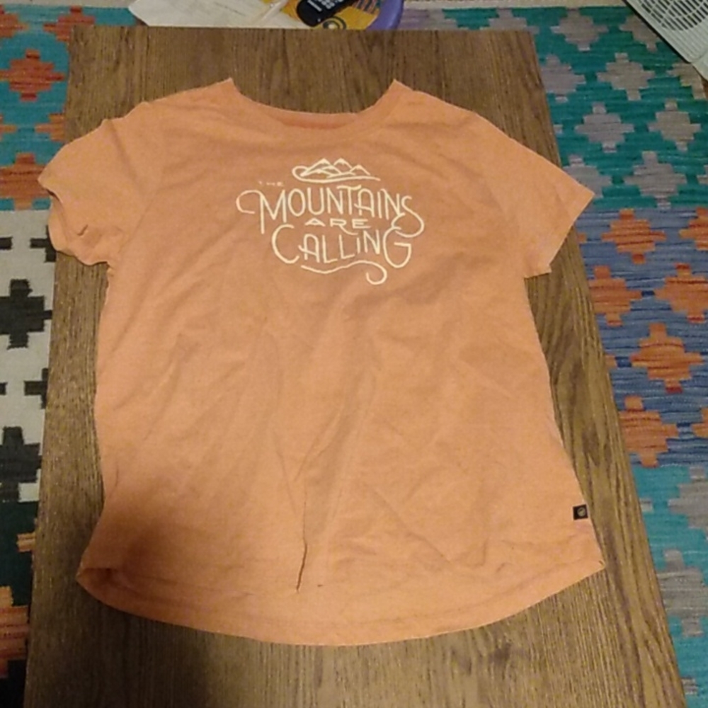 United by blue, short sleeve shirt, orange, mountains are calling, size small